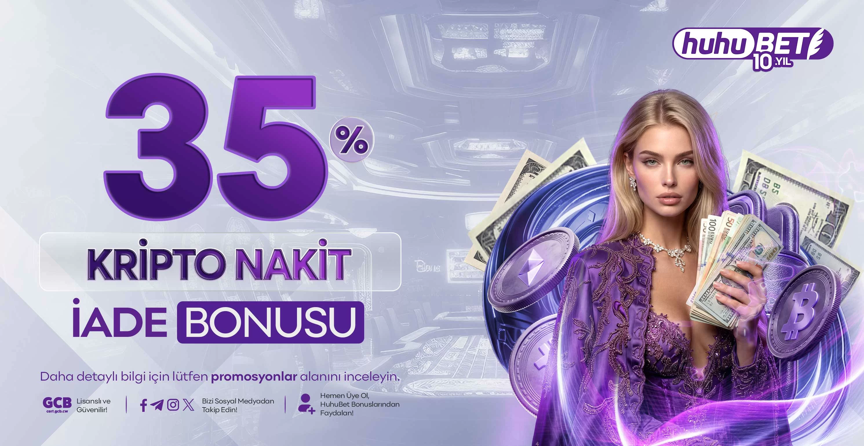 Huhubet %35 kripto nakit iade bonusu